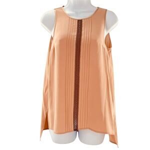 CLOVER CANYON Beige Silk Lace Center Pleated Placard Sleeveless Tank Top XS